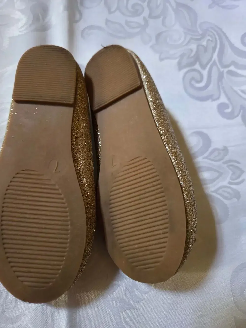 Toddler Girls Gold Glitter Bow Mary Jane Ballet Flats